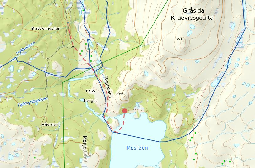 Saksopplysninger Stugudal Fjell søker om tillatelse til å benytte snøscooter til transport av varer til Kjell Kåsens hytte ved Møsjøen i Stugudal.