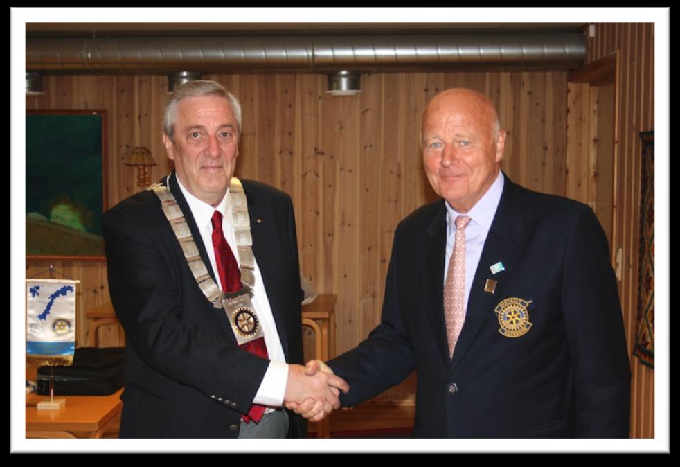 JUNI 2013 Møte 18. juni 2013 Guvernør- skifte Sortlandsmann ny leder for Rotary klubbene i midt- og nord Norge.