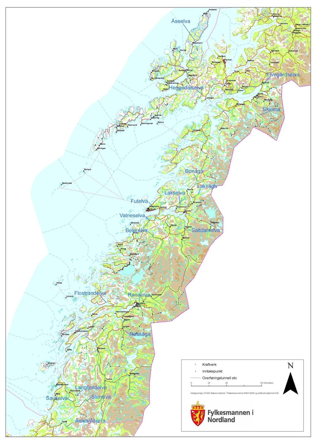 . Figur 1 Kart over Nordland fylke med