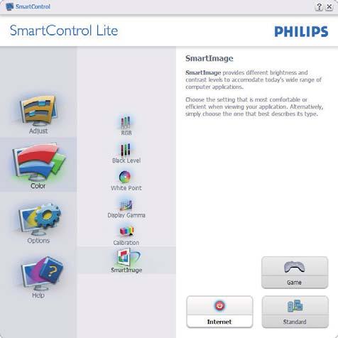 SmartImage Lite Lar brukeren endre innstillingene for å få bedre skjerminnstillinger basert på innhold. Når Entertainment (Underholdning) er valgt, er SmartContrast og SmartResponse aktivert.