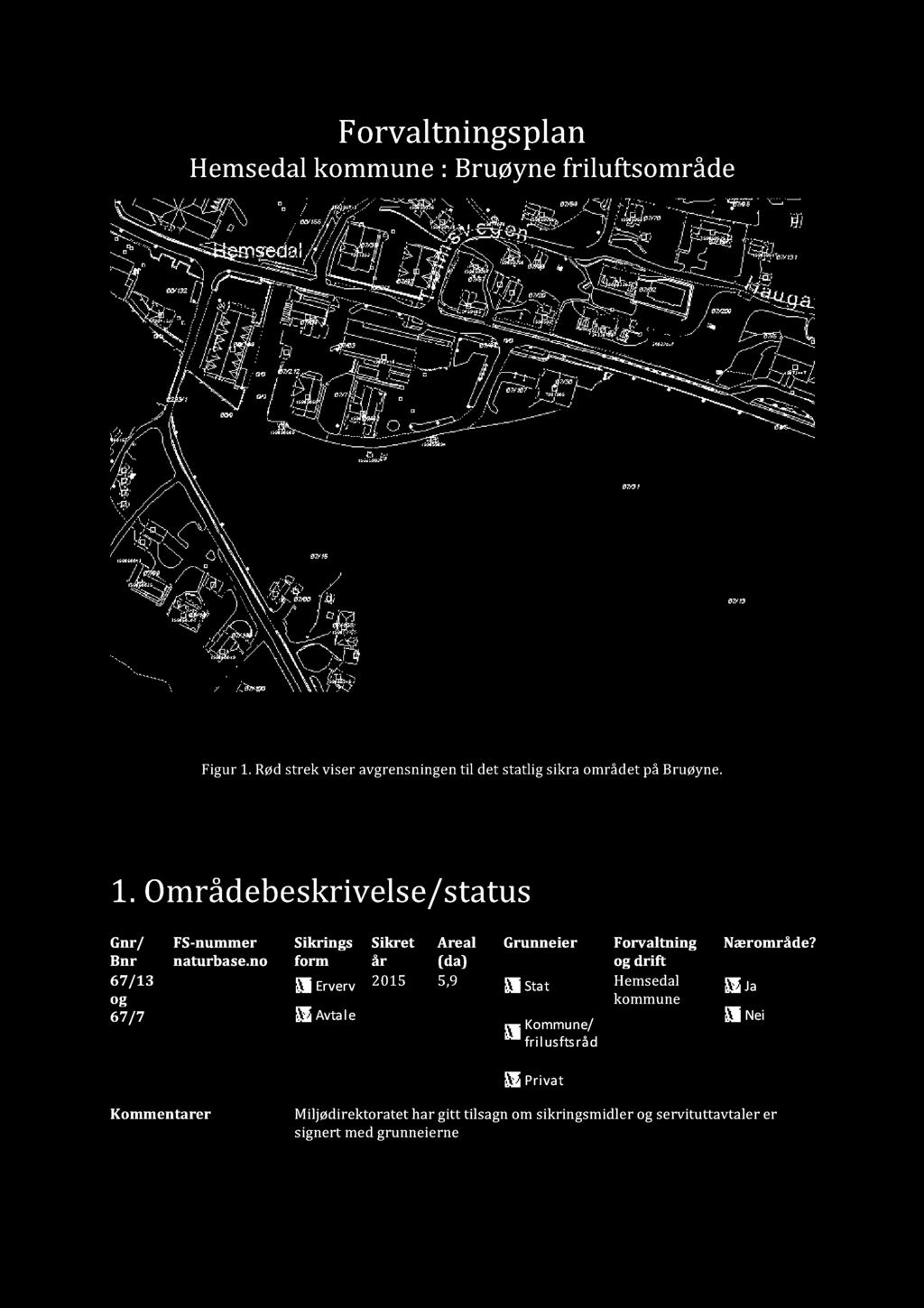 Områdebeskrivelse/status Gnr/ Bnr 67/13 og 67/7 FS-nummer naturbase.