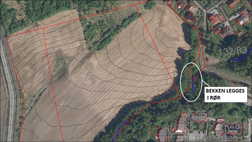 For bygningene E4 og E3 anlegges et eget mindre fordrøyningsmagasin før overvannet går videre til sidebekk-1 ovenfor salamanderdammen. Tilsvarende også for bygningene E2 og E1.