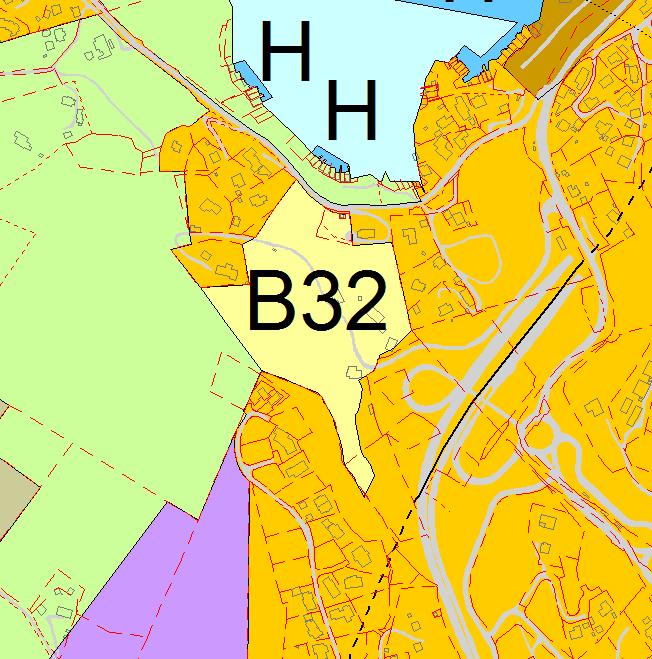 B32 Dolvik Fana Gnr 34 Bnr 4, 31, 33, 38, 85, 89, 109, 185 1:3000 Kort beskrivelse Område B32 er på 31,5 daa og inneholder 2 eneboliger. Boligområde B32 er i tråd med kommunens fortettingsstrategi.