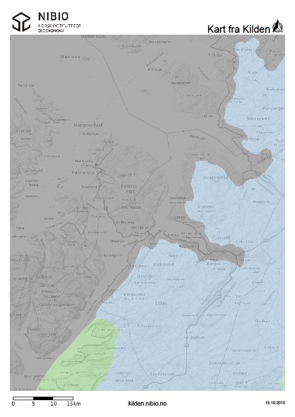 9 (22). Figur 4: Kart utarbeidet av NIBIO over landskapsregioner i det aktuelle tiltaksområdet.