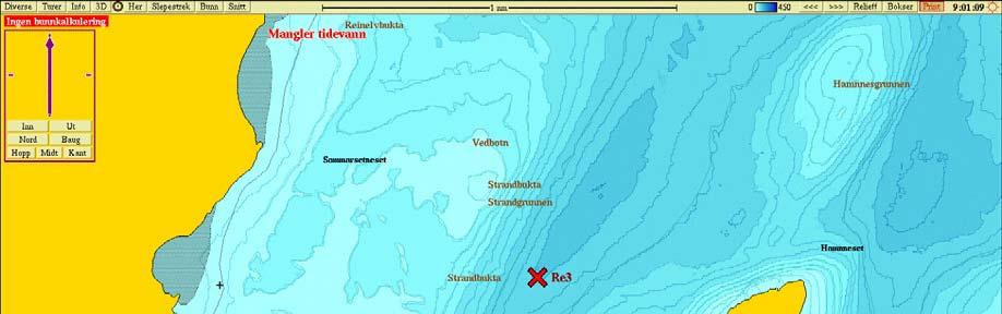 Figur 2. Detaljert stasjonskart for Reppvåg, 2015. 2.3 Hydrografi og oksygen Det ble gjennomført hydrografiske registreringer inkludert oksygenmetning fra overflate til bunn ved hjelp av en elektronisk CTDO sonde på alle stasjonene.