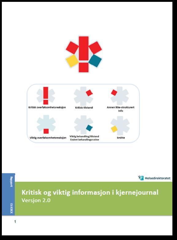 Nasjonal standard for kritisk informasjon Direktoratet for e-helse har utviklet en nasjonal standard for registrering av kritisk informasjon.