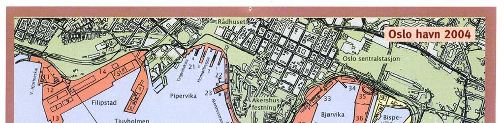 Kart: Oslo Havnevesen Figur 1: Oslo Havn i 2004 Grensen til havnedistriktet på
