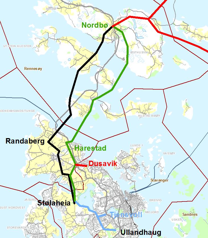 Stavanger, Randaberg og Rennesøy Frem mot 2020-2021: Tjensvoll transformatorstasjon. Stølaheia-Tjensvoll-Ullandhaug Frem mot 2022-2024: Harestad og Nordbø transformatorstasjoner.