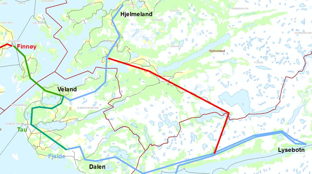 Ryfylke Frem mot 2020-2021: Fjelde transformatorstasjon. Dalen-Fjelde. Veland-Hjelmeland. Frem mot 2022-2025: Tau transformatorstasjon.