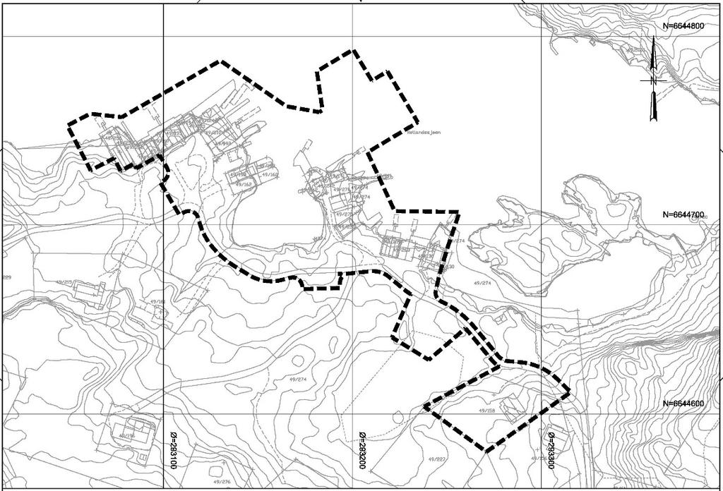 Området som er omfatta av denne reguleringsendringa, er ein del av området som er regulert i «Detaljreguleringsplan for 49/274 m.fl., Hellandssjøen» med planid 201303. Avgrensing av planområdet.