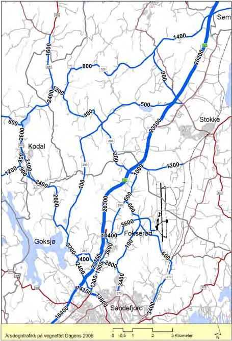 14 Fv. 305 Kodal E18. Konsekvensutredning med forslag til kommunedelplan Trafikkanalyse Det er gjort trafikkanalyser med en trafikkmodell som omfatter fylkene Vestfold, Telemark og Buskerud.