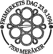 1994 FRIMERKETS DAG MERÅKER Registrert brukt 23.9.1994 TK Stempel nr. S2 Type: Motiv Brukstid 31.12.