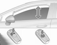 For å aktivere dem, trykk på z igjen. Betjene vinduene utenfra Vinduene kan fjernstyres fra utenfor bilen. Trykk på c og hold den inne for å åpne vinduene.