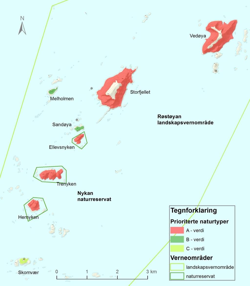 Vedlegg 3 - Naturtyper og arter Figur 1 Kartet viser naturtyper i Røstøyan