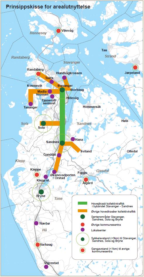 Den østligste delen av planområdet er i Regionalplan for Jæren vist som Regional grønnstruktur.