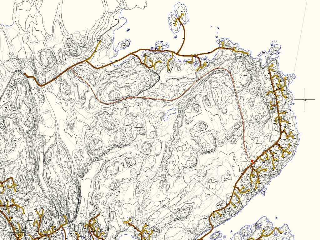 Alternativ tilknytning for Stangodden via adkomstvei til Høvik pumpestasjon, 1876 m Pumpeledning. Ca.