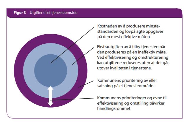 Som vi vil se i denne rapporten, er det få eller ingen tjenester i Luster som produseres i henhold til den innerste sirkelen (minstestandard og høy produktivitet).