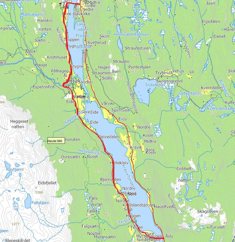 33. Fjordvegen Vestsida fra Åsly til Norefjord.