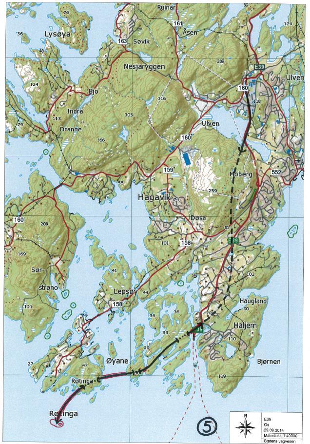 B/C - Dagløysing: Bru til Røtinga Tunnel på Røtinga Bru sør for Bjørnøya Kulvert på Ytterøya Veg over