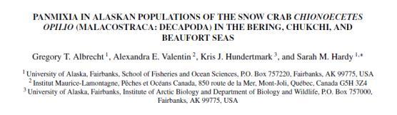 Number % Females with external eggs 07.05.2015 Tittel Snøkrabbe i Barentshavet These data indicate that Alaskan snow crab constitutes one large panmictic population.