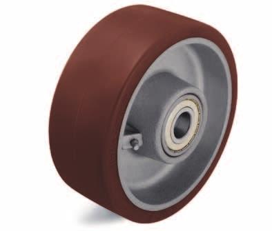 Serie: VSB, GB, hjul-ø - mm Hjul for tung belastning, med polyurethanbane, stål eller støpejernsfelg 0-10 kg Hardhet på hjulbane Varmebestandighet Rullemotstand 92 Shore A - C - + C - C - + C