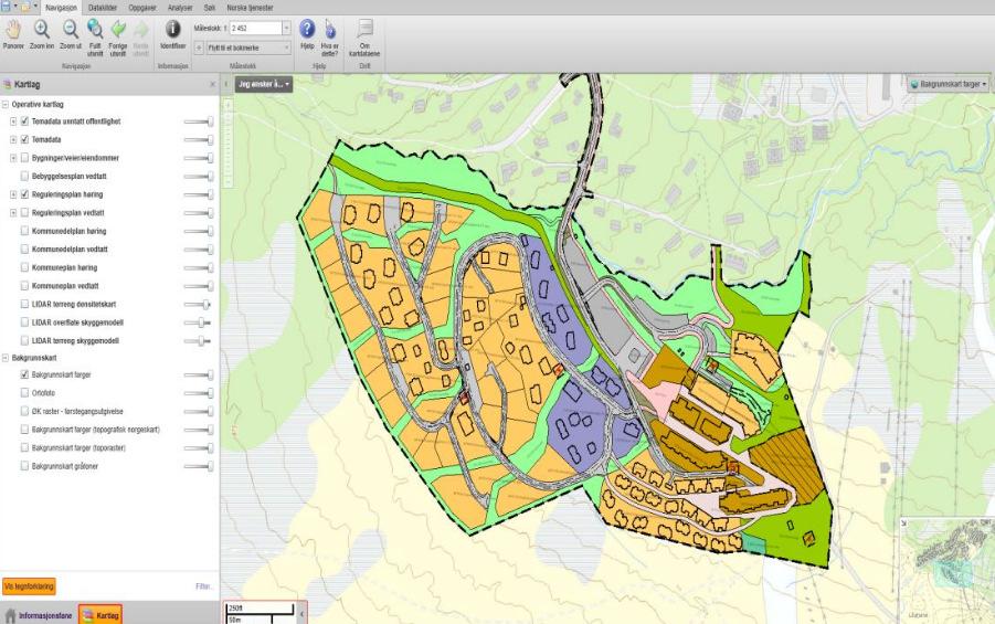 InnlandsGIS Regionalt GIS-samarbeid Webbasert kartportal Kommunale plandata Kopling til kommunale planregister.