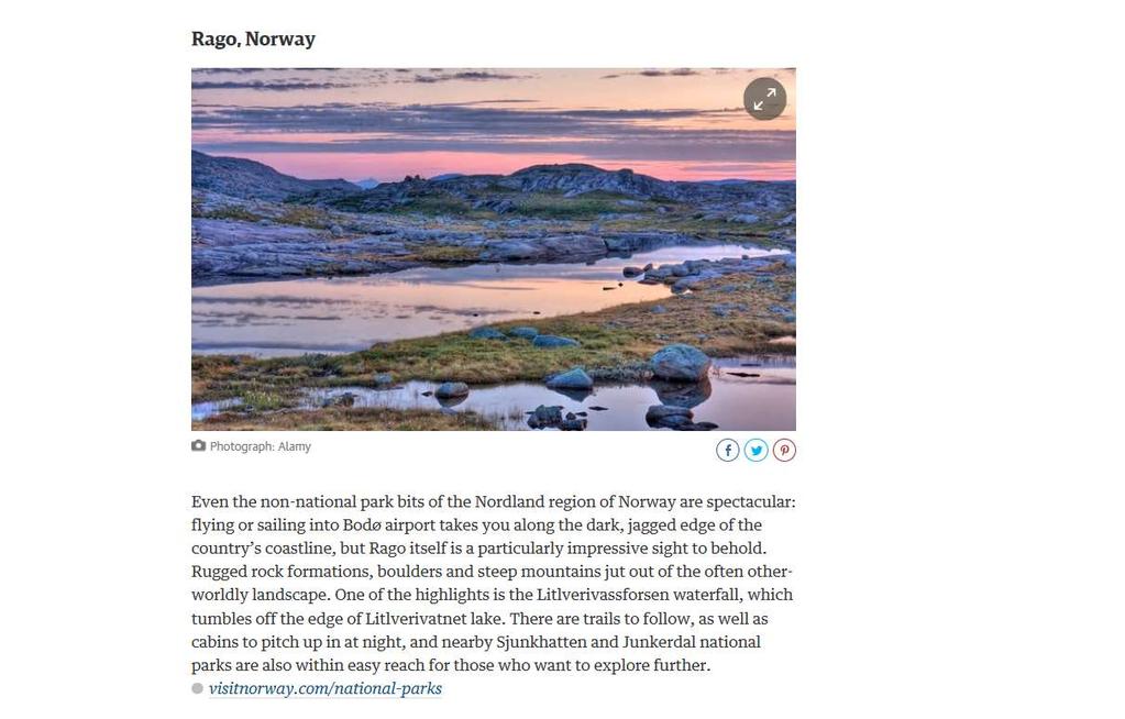 Den engelske avisen the Guardian har kåret de ti beste nasjonalparkene i Europa «som du