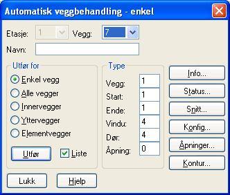 Innervegg Før vi starter generering av innervegger, må referansepunkt for stenderverk i disse inngis.