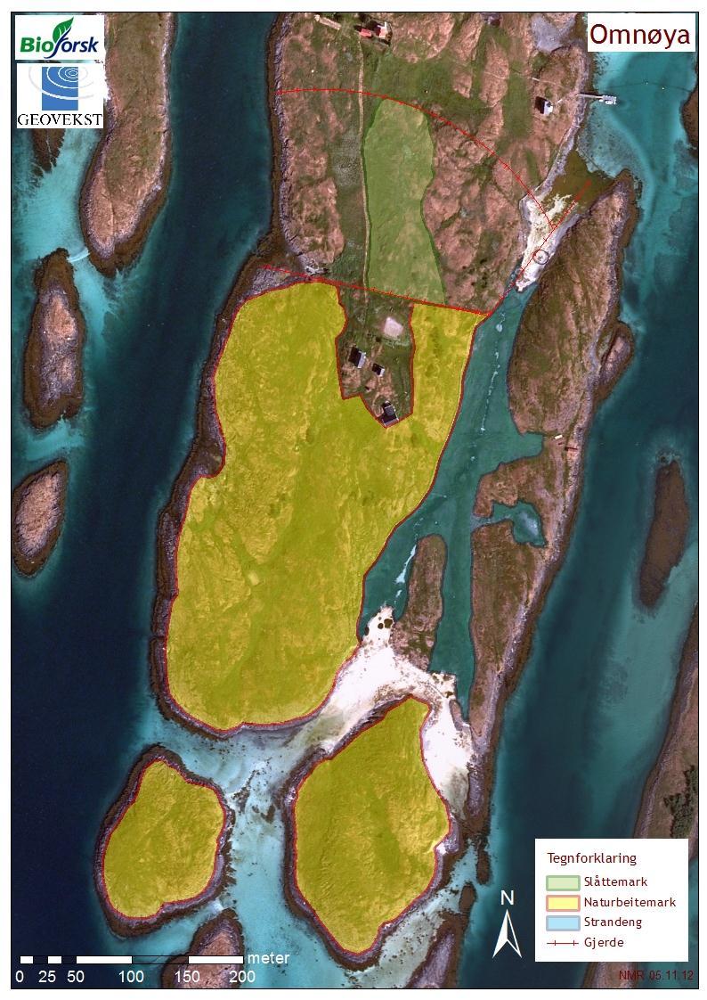 VEDLEGG 1 - Ortofoto/kart Figur 1. Oversikt over naturtypelokalitetene på Omnøya.