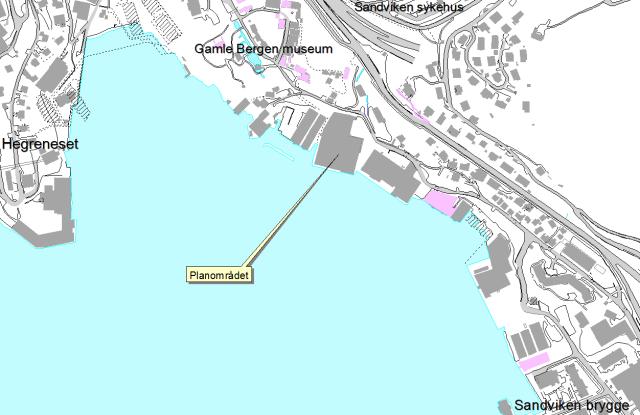 GANGS BEHANDLING Kort om planforslaget Opus Bergen AS fremmer på vegne av Elsesro Brygge AS planforslag for et område sør for Gamle Bergen museum. Planområdet utgjør ca. 22,8 daa.