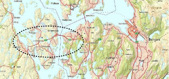 2. BESKRIVELSE AV STREKNINGEN t ligger mellom Sotra og Bergen vist på kartskissen under.