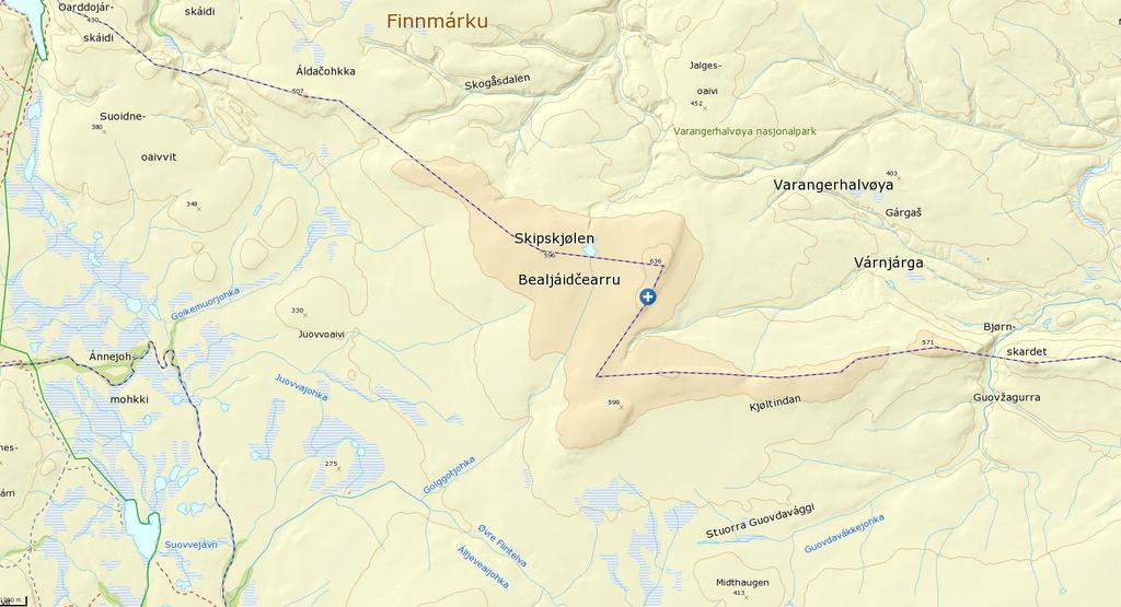 Bilde vedlagt søknaden av basestasjon Kartutsnitt vedlagt søknaden, hvor kryss angir omsøkt plassering. Forvalter har innhentet mer informasjon til søknaden.