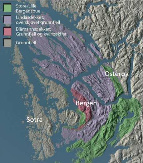 Kapittel 2 Geologisk og glasial historie Området i øst hører til den østre gneisregionen. Gneisen er av proterosoisk alder og ble omdannet ved fjellkjedekollisjon i silur (Fossen et al., 2007).