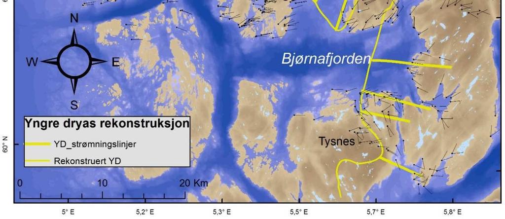 basert på skuringsstripene dannet nær fronten (Figur 5.16)