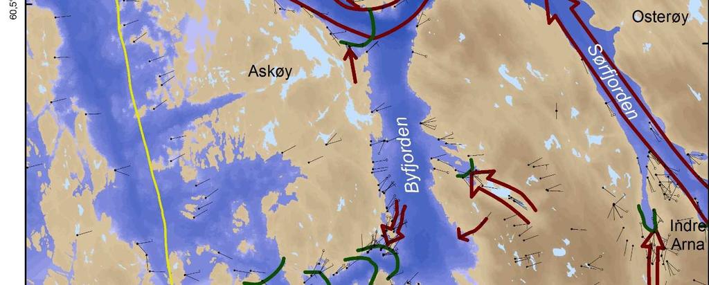 Isavsmelting fra Herdla i vest, inn Herdlefjorden