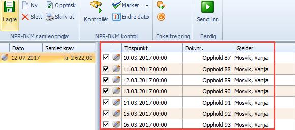 4. Opprett ett nytt oppgjør for å fange opp de oppholdene/dagene som ble koblet av det opprinnelige oppholdet: 5.