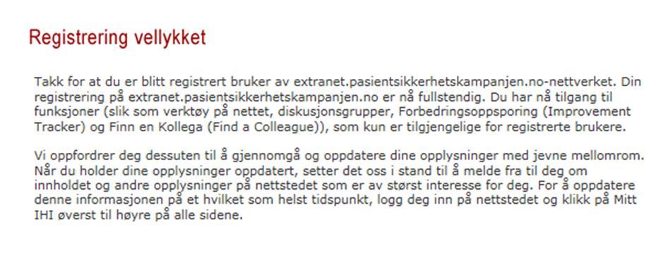 IV. Få tilgang til Extranet - Opprette en personlig profil 3.