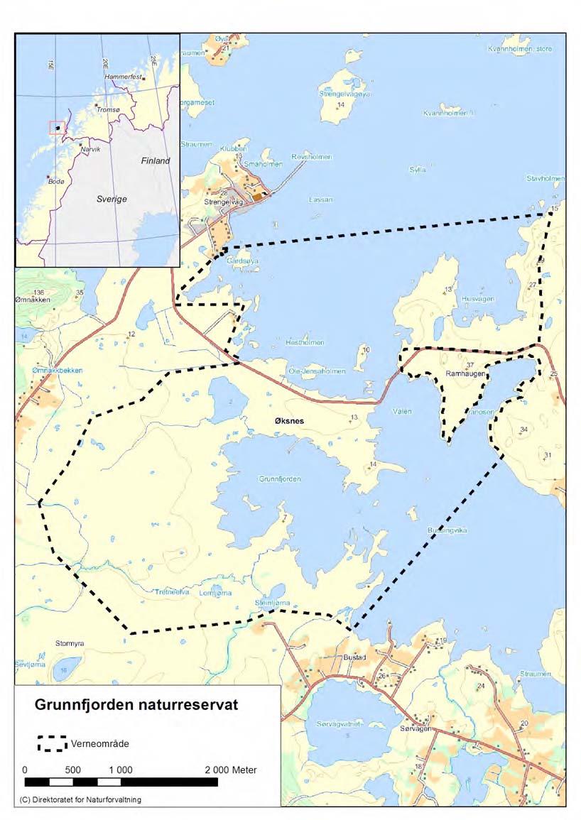 Grunnfjorden naturreservat i Øksnes kommune ble opprettet ved kongelig resolusjon 21. desember 2000. reservatet dekker et areal på 14.724 daa, hvorav ca. 7.500 daa er landareal, ca.