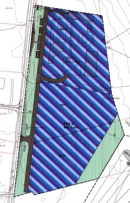 Planavgrensing for ny offentleg detaljregulering Føreslegen planavgrensing fylgjer i stor grad eksisterande reguleringsplanar, Industriområde Årskog, og Industriområde Årskog del II, men omfattar