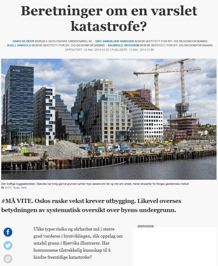 Kilde: Aftenposten, 12. mai 2014 Utfordring Fagtreff overvannshåndtering Outsourcing-trend i norske kommuner er en utfordring.