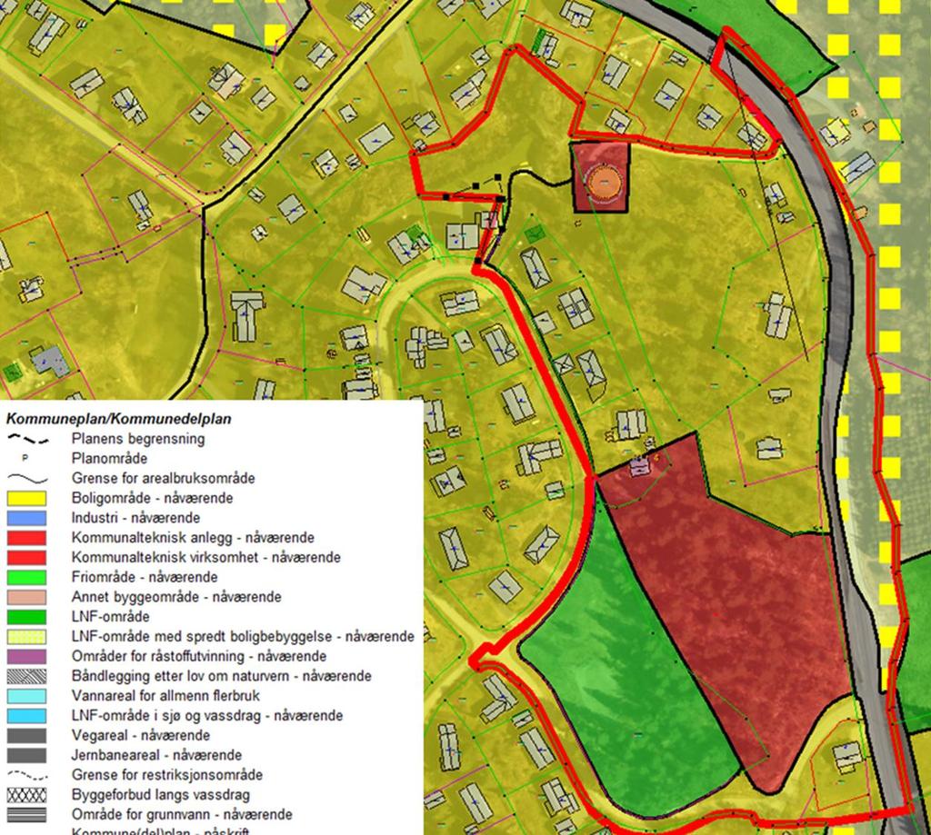 2 PLANSTATUS 2.1 Kommuneplan/kommunedelplan Planområdet omfatter arealer avsatt til boligområde, kommunalteknisk virksomhet /skole, friområde og vegareal i kommuneplanens arealdel for 2008-2018.