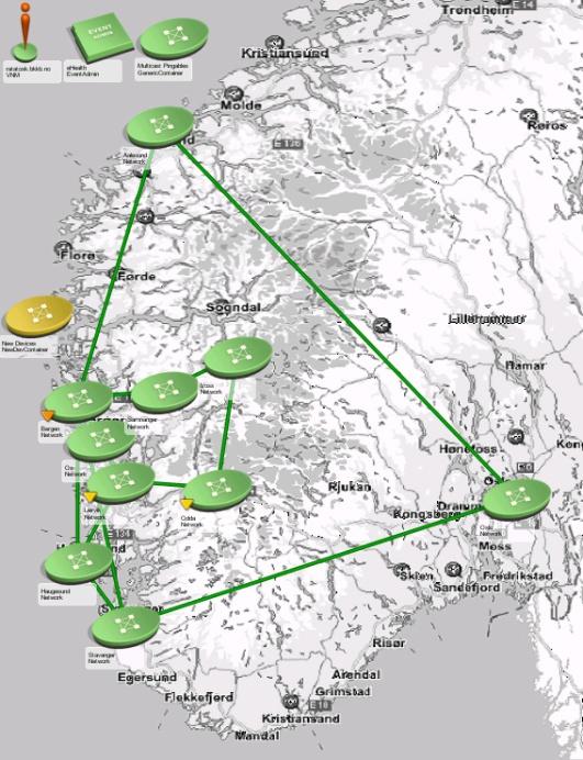 Infrastrukturens omfang Lands- og regionring på 10Gbps med kritisk trafikk for våre kunder Interconnect mot andre operatører for leveranser i andre