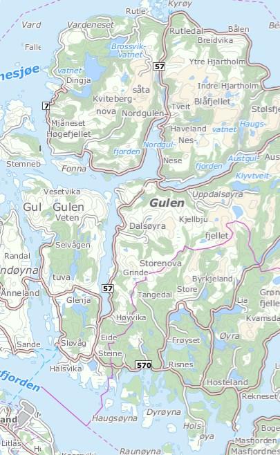 13 Strekning Veglengde (km) ÅDT (kjt/d) Fv. 57 Rutledal Dalsøyra 20,4 400-200 Fv. 57 Dalsøyra - Sløvåg 14,3 400 Utgreiingsalternativ Utbetring eksisterande veg; fv.