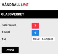 Registrer så hvilke spiller som forårsaket 7-meteren ved å først klikke på boksen med tre punktum ( ) bak Forårsaket, før en velger aktuell spiller. Draktnr.