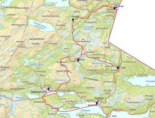 e) Ut fra isfiskeløyper over vann kan rasting tillates med inntil 100 meter fra senter av løypen og inn mot land. 9 Kjøretillatelse og gebyr a) Gyldig løypebevis må medbringes ved kjøring i løypene.