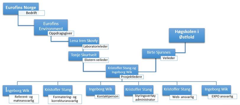 Organisasjonsstruktur Figur 1 gir en oversikt over organisasjonsstrukturen for arbeidet i dette bachelorprosjektet.