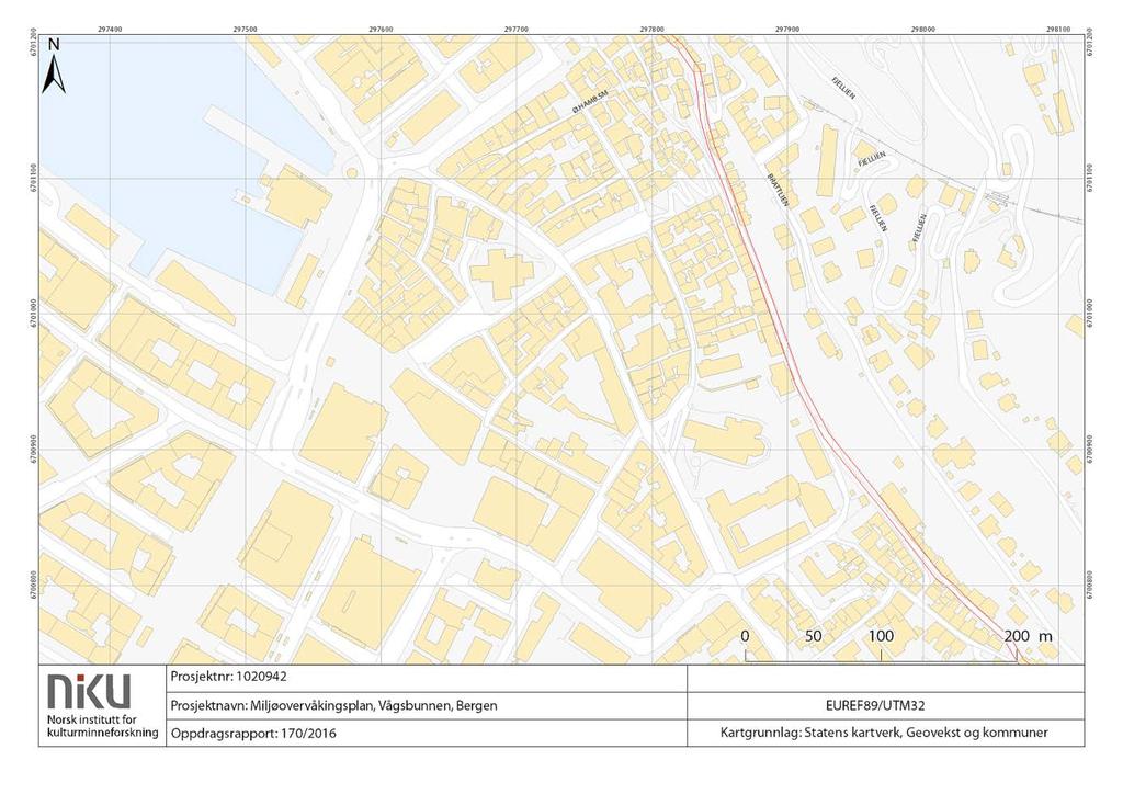 tapet av organiske avsetninger med all den kulturhistoriske informasjonen som de representerer og hvor risikoen for skader på både bygninger og underjordisk infrastruktur er høyest. Figur 1.