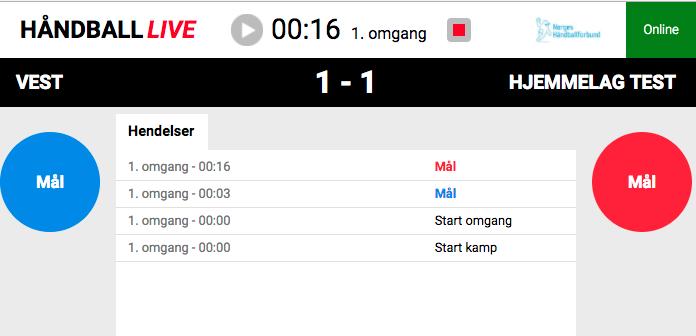 REGISTRERE MÅL-SCORE Når en har kontrollert at kamptropp og spilletid er riktig, samt sørget for at lagledere fra begge lag har godkjent og signert kamptroppene er riktig (i de kampene dette skal