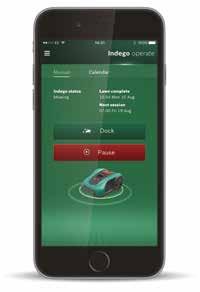 Med den smarte Indego-appen kan du kontrollere Indego med et knappetrykk uansett hvor du befinner deg i verden, slik at plenen din alltid er perfekt.