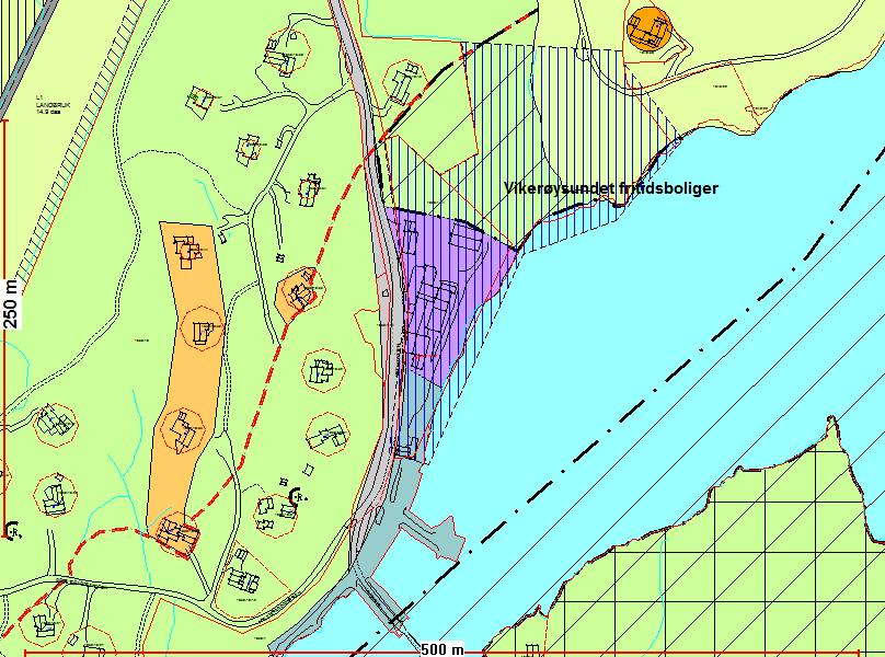 Planstatus i området: Området er i gjeldende kommuneplan avsatt til: Næring, landbruk, småbåthavn og sjøareal. Gjeldende reguleringsplan for del av området Vik/ Varild er regulert til landbruk.